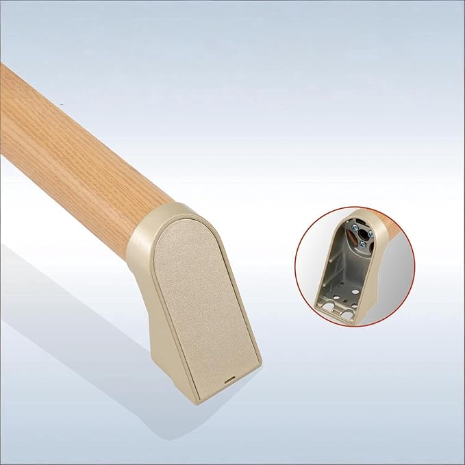 9 FT Modern Aluminum Handrail Set - ADA Compliant Indoor & Outdoor Stair Railing. 1.4" Diameter Grab Bar. Wall-Mounted with 90°Wall Return End. Ideal for Safe Grip，Rust Free(Cherry Wood Grain, 9FT)