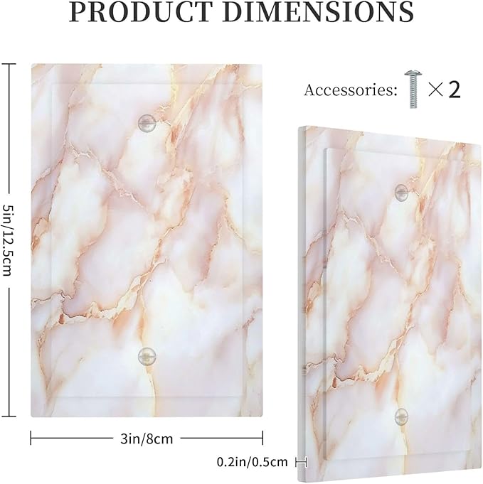 Light Switch Cover Plate Pink Jade Marble Granite 1 Gang No Device Blank Electrical Wall Plates Faceplate Decorative Switch Plate For Bathroom Kitchen Decor