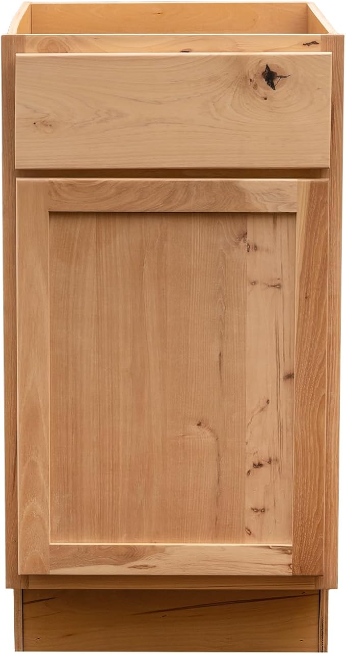 Quicklock RTA (Ready-to-Assemble) | Base Kitchen Cabinets - Shaker Style | Made in America (Raw Hickory, 21" Wx34.5 Hx24 D Base)