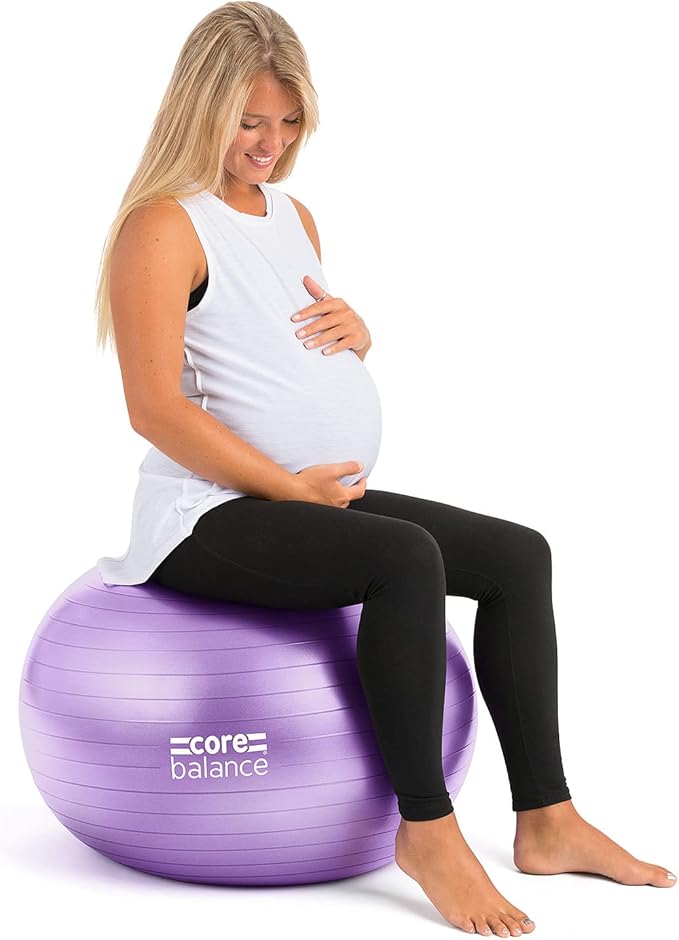 Core Balance Pregnancy Ball with Air Pump - Ideal for Prenatal Yoga, Pilates, and Maternity Exercises, Doubles as Office Chair, Stability and Balance Training, Physical Therapy Equipment (22-33")