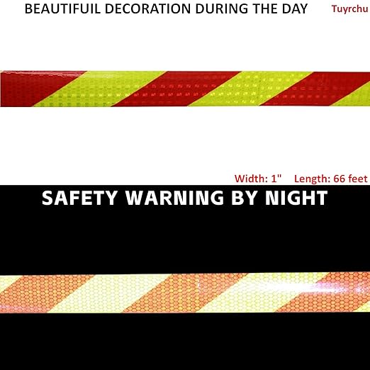 Industrial Reflective Tape Outdoor Waterproof 1 inch Wide, High Visibility Hazard Conspicuity Warning Safety Marking Tape (66 feet)