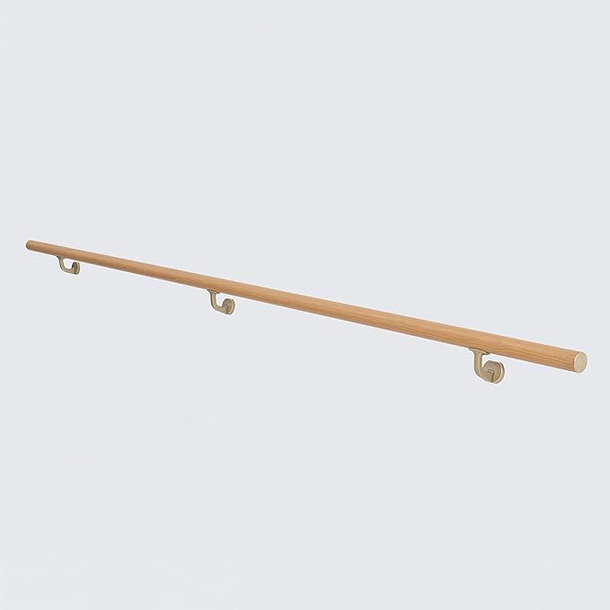 3 FT Handrails for indoor&outdoor stairs,deck,slope,Modern Aluminum Handrail Set, Wall-Mounted with Zinc-Alloy Brackets，Crafted from aluminum alloy (not solid wood) rust-free (Cherry Wood Grain, 3 FT)