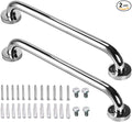 16 Inch Stainless Steel Shower Grab Bar 2 Pack, Munzong Balance Handrail Shower Bar - Bathroom, Bathtub Mounted Safety Hand Support Rail, Handicap, Elderly, Disabled, Injury, Senior Assist Bath Handle