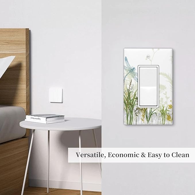Wild Flower Dragonfly 1 Gang Single Rocker Light Switch Cover Plates Decorative Electric Outlet Covers Decorator Wall Switch Plate Receptacle Plug Covers 4.6 * 2.8 Inches
