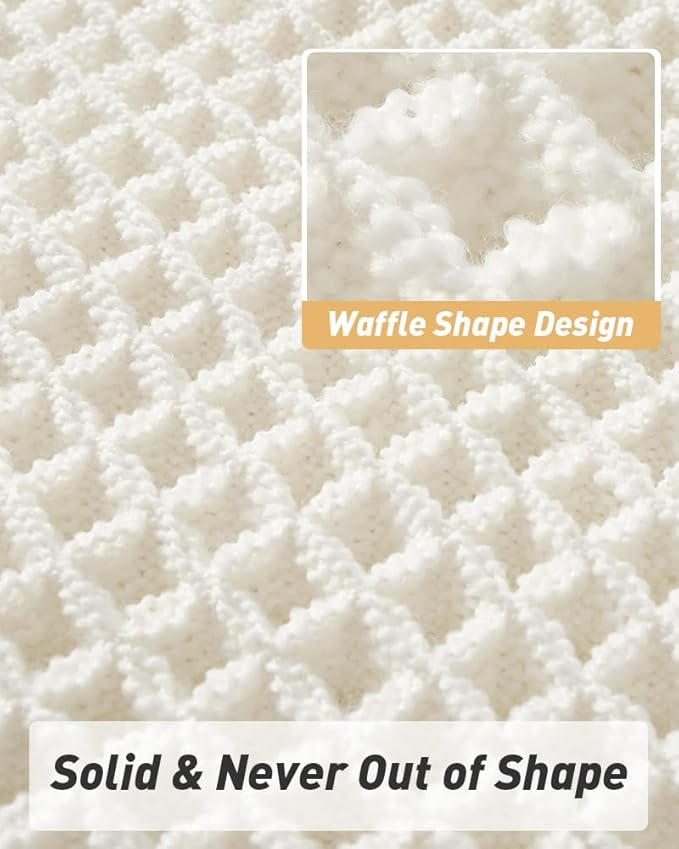 AMOAMI Waffle Runner Rug Super Absorbent Non Slip Bath Mats for Bathroom Floor, Machine Washable Boho Bathroom Runner Rug with Tassels, Ideal for Hallway Bedroom Laundry Room, 17" x 60"