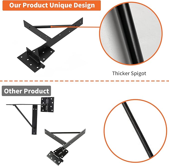 Gate Corner Brace Bracket Heavy Duty Adjustable No Sag Kit Durable Solid Iron for Shed Doors,Driveway Gates,Corral Gates,Wood Windows,Gate Frame Kit,Gate Hardware