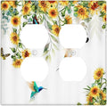 Yellow Sunflower Butterfly with Bird Outlet Covers 2-Gang Duplex Light Switch Cover Plate Decorative Gfci Wall Plate Electrical Receptacle Switch Plate Covers Plug Faceplate for Bedroom Decor