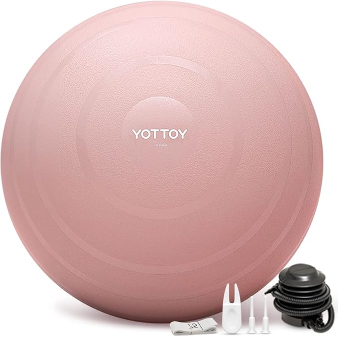 YOTTOY Anti-Burst Exercise Ball for Working Out, Yoga & Pregnancy, Extra Thick Workout Ball for Physical Therapy & Fitness