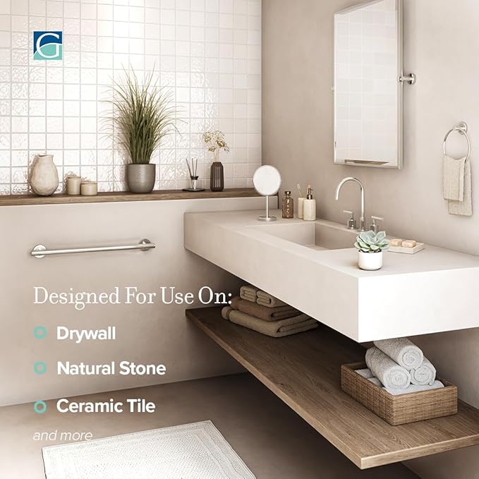 Gatco 857A Latitude II 30" Grab Bar, Satin Nickel/ADA Compliant Wall Mount Stainless Steel 30" Safety Grab Bar for Bathroom
