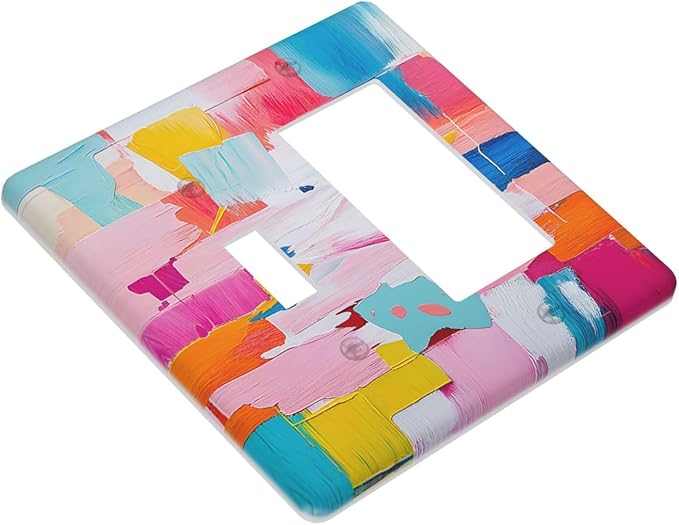 Outlet Covers Multicoloured Modern Watercolor Oil Painting 1 Toggle 1 Rocker Combination Decorative Wall Plate Electrical Switch Plates Light Switch Cover Plate for living Room Bedroom Decor
