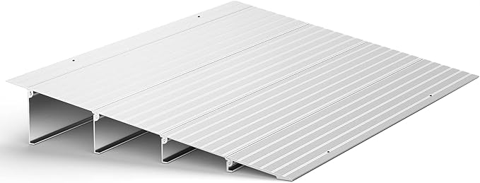 Door Threshold Ramp 4" Rise Door Ramp Aluminum Entry Ramp or Doorways Rated 800 lbs Load Capacity forWheelchair Scooters Power Chairs Walkers