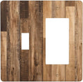 Rustic Brown Wood Splicing Vintage Dark Oak Print Outlet Covers 1 Toggle 1 Rocker Combination Decorative Wall Plate Electrical Switch Plates Light Switch Cover Plate for Farmhouse Home Decor