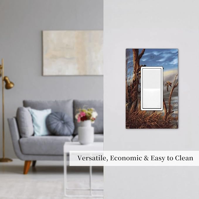 Outlet Covers Hunting Flying Wild Ducks Single Rocker Light Switch Covers Decorative 1 Gang Receptacle Wall Plate Fall Lakeside Reed Wildlife Animal Mallard Gfci Electrical Decora Switchplate