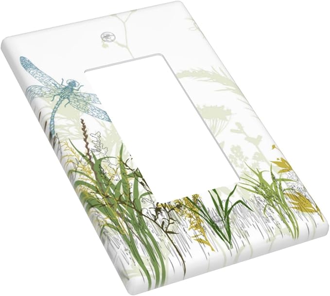 Wild Flower Dragonfly 1 Gang Single Rocker Light Switch Cover Plates Decorative Electric Outlet Covers Decorator Wall Switch Plate Receptacle Plug Covers 4.6 * 2.8 Inches