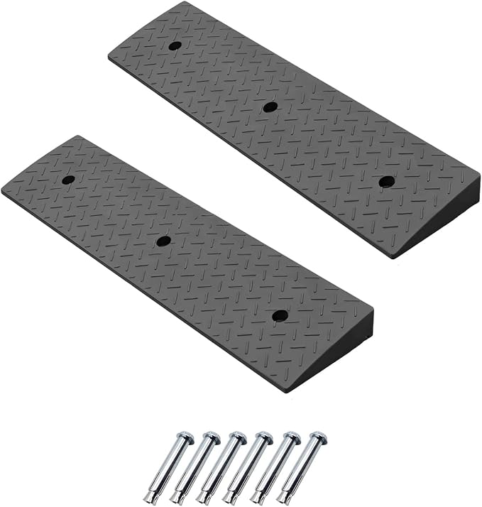 2 Pack 1.6'' Rise Rubber Curb Ramp Heavy Duty Loading Rubber Curb Ramps 3 Tons Driveway Ramp Car Slope Ramp for Loading Dock Bike Vehicle Warehouse Sidewalk Wheelchair (1.6" H)