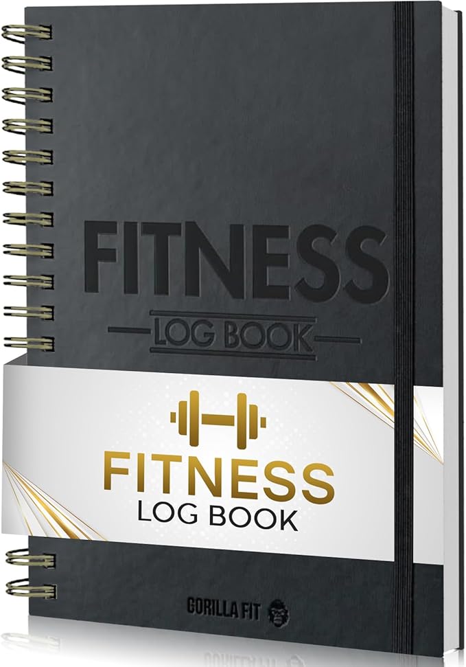 Gym Workout Journal (A5) - Hardback Leather PU Workout Tracker (128 Workouts) - Set Goals & Track Progress | Premium Fitness Journal & Log Book by Gorilla Fit