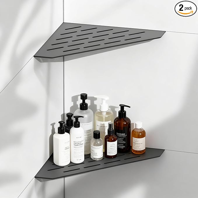 Corner Shower Shelves 10" 2 Pcs, 304 Stainless Steel Shower Corner Shelf Wall Mount Triangle Shower Caddy for Bathroom, Kitchen Organization, Matte Black