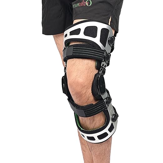 Orthomen Adjustable Unloader Knee Brace - Instant Relief for Bone-on-Bone, Cartilage Damage & Sports Injuries - Dual Hinge Support Fits Men/Women (XL-Left)