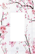 Cherry Floral Watercolor Pink Flowers Butterfly Decorative Outlet Covers 1 Gang Single Rocker Light Switch Cover Plate Wall Plates GFCI Faceplate for Bed Room Living Room Decor