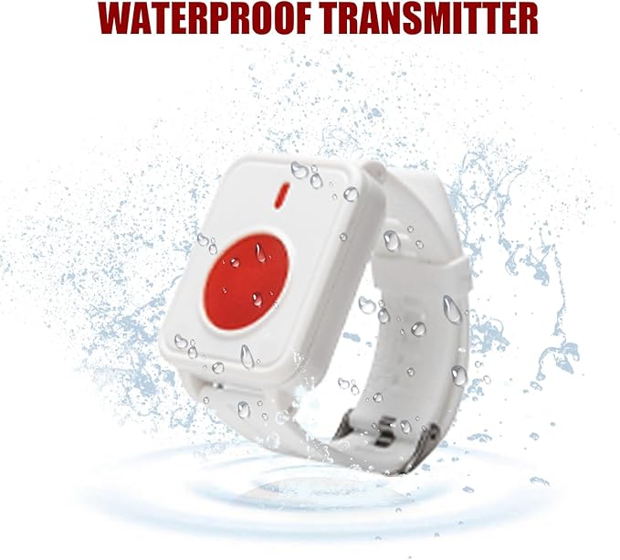 Caregiver Call Button Life Alert Nurse Call System Alert Button for Seniors Elderly Monitoring at Home 1 Plugin Receiver 1 Watch Button