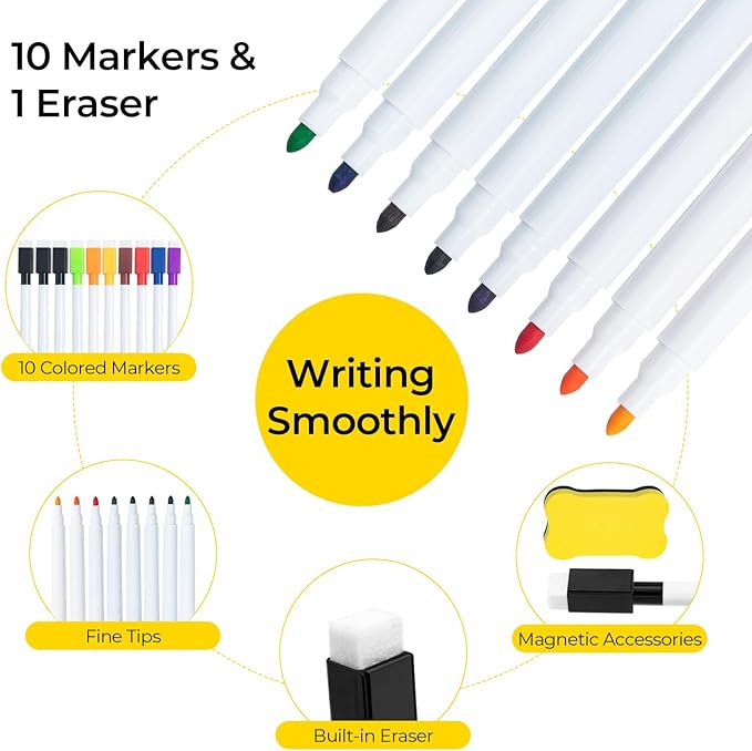 M&G Magnetic Dry Erase Calendar Set for Fridge, 4 Pack Planning Whiteboard with 10 Markers and Eraser, Monthly & Weekly & Daily Chore Chart for Refrigerator Wall Door
