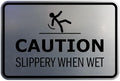 Signs ByLITA Classic Framed Caution: Slippery When Wet Door or Wall Sign Easy Installation | Health And Safety | Building And Warning Sign (Brushed Silver) - Large