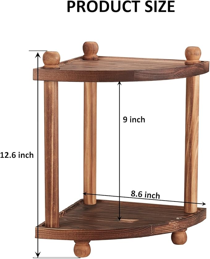 Corner Bathroom Counter Organizer, 2-Tier Bathroom Organizers and Storage, Wooden Makeup Vanity Perfume Organizer Shelf for Kitchen Dresser Countertop