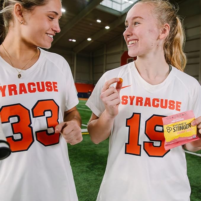 Honey Stinger Organic Pink Lemonade Energy Chew, Gluten Free & Caffeine Free, for Exercise, Running and Performance, Sports Nutrition for Home & Gym, Pre and Mid Workout, 12 Pack, 21.6 Ounce