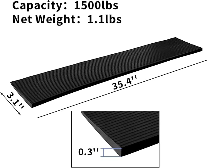0.3'' Rise Solid Rubber Wheelchair Ramp,Threshold Ramp Used for Thresholds,Doorways and Bathroom (High:0.3 Inch(Pack of 1)) Black