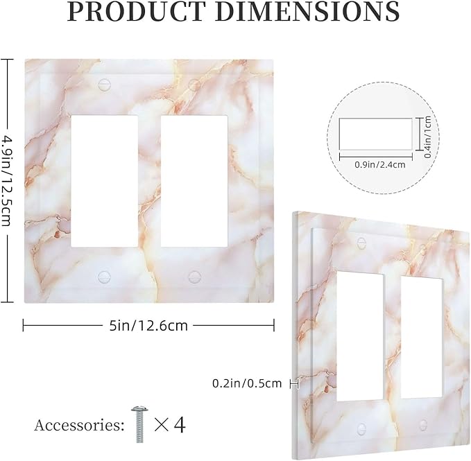 Decorative Outlet Covers Pink Jade Marble Granite 2 Gang Double Gfci Rocker Electrical Wall Panels Light Switch Cover Plate For Bathroom Kitchen Decor