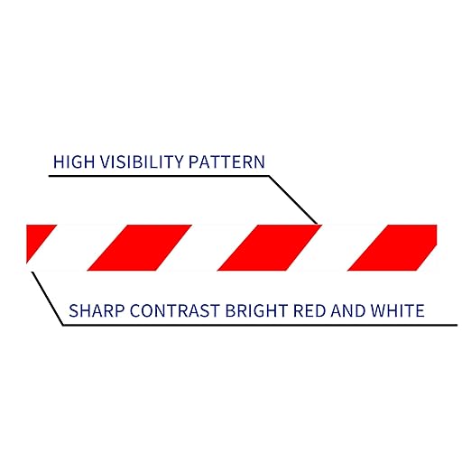 TAPEBEAR Hazard Caution Tape, 2inch x 150 Feet(50yds) Self Adhesive Warning Tape for Steps, High Visibility White&Red Tape for Halloween Outdoor Construction Warning, Crime Scene Barrier, Danger Zone