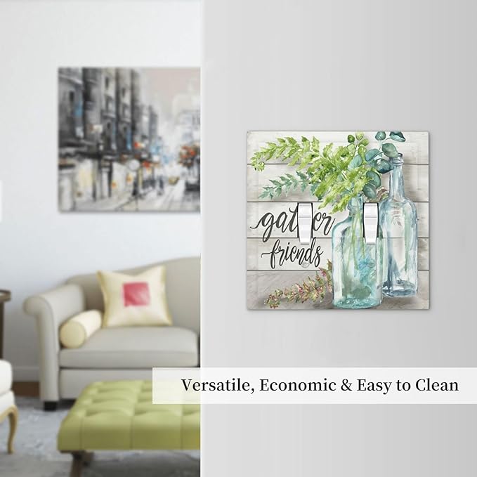 Light Switch Cover Watercolor Modern Flower 2 Gang Wall Plate Double Light Switch Plate Floral Plant Wood Toggle Decorative Outlet Covers Electrical Switchplate for Farmhouse Bathroom Decor