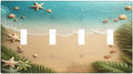 Light Switch Covers Summer Beach Themed Starfish Seashells Quad Toggle Electrical Faceplate 4 Gang Wall Plate Decorative Switch Plates for Bedroom Bathroom Decor