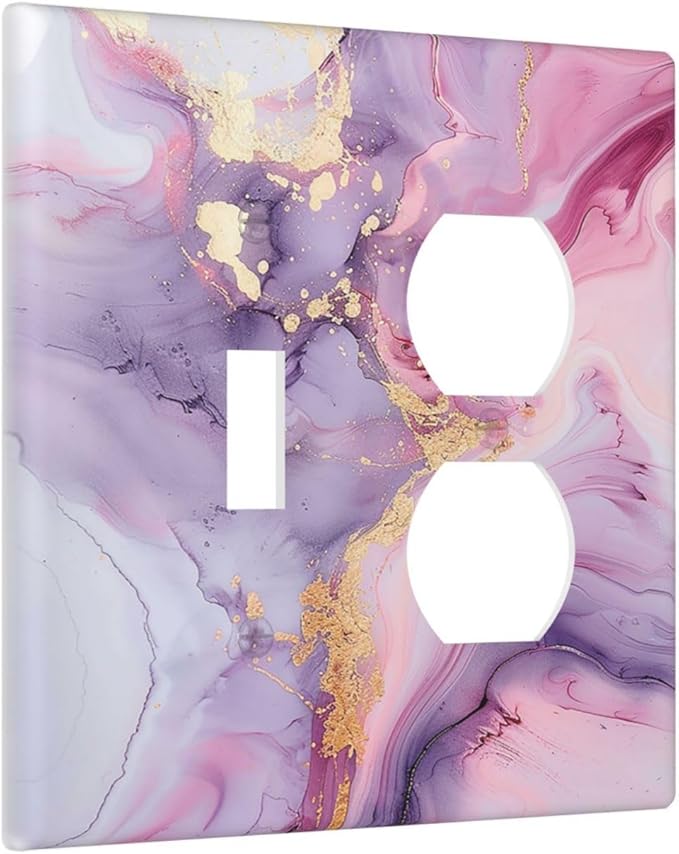 Wallplates Pink Marble Abstract Purple Gold Texture 1 Toggle 1 Duplex Switch Plate Electrical GFCI Faceplate Decorative Light Switch Covers for Bathroom living Room Decor