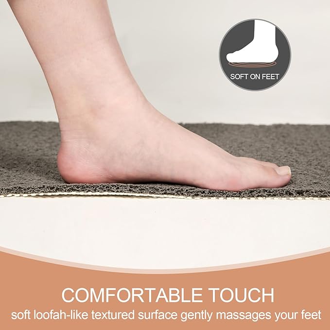 Joyhalo Shower Mat Bathtub Mat Non Slip, Bathmats Non Slip, Quick Drying Foot Scrubber Loofah Mats for Shower, Tub, Bathroom, Home, 32x24inch, Grey