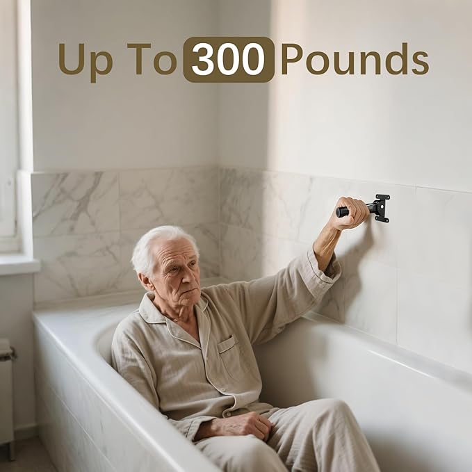 Grab Bars for Wall Shower Toilet Bathtub for Seniors Elderly, Stair Door Assist Handle for Elderly, Flip up Grab Bars Not in The Way, Keep Steadily (Wall Black)