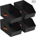 Large Closet Storage Cubes - Closet Storage Bins with Dual Handles for Clothes, Towels, Toys, Shelf Organizer Bins for Bedroom, Nursery, Shelves, Small Spaces, Black, 4 Pack