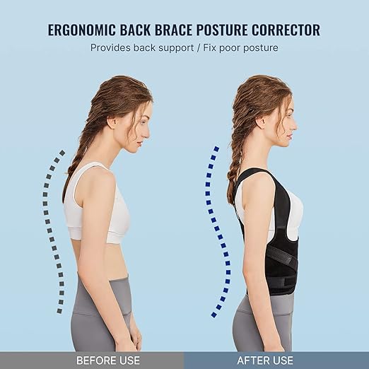Posture Corrector Upgraded Back Brace for Women and Men, Adjustable Full Back Support, Shoulder Straightener for Hunchback, Scoliosis, Lumbar, Spine, Black (Small)