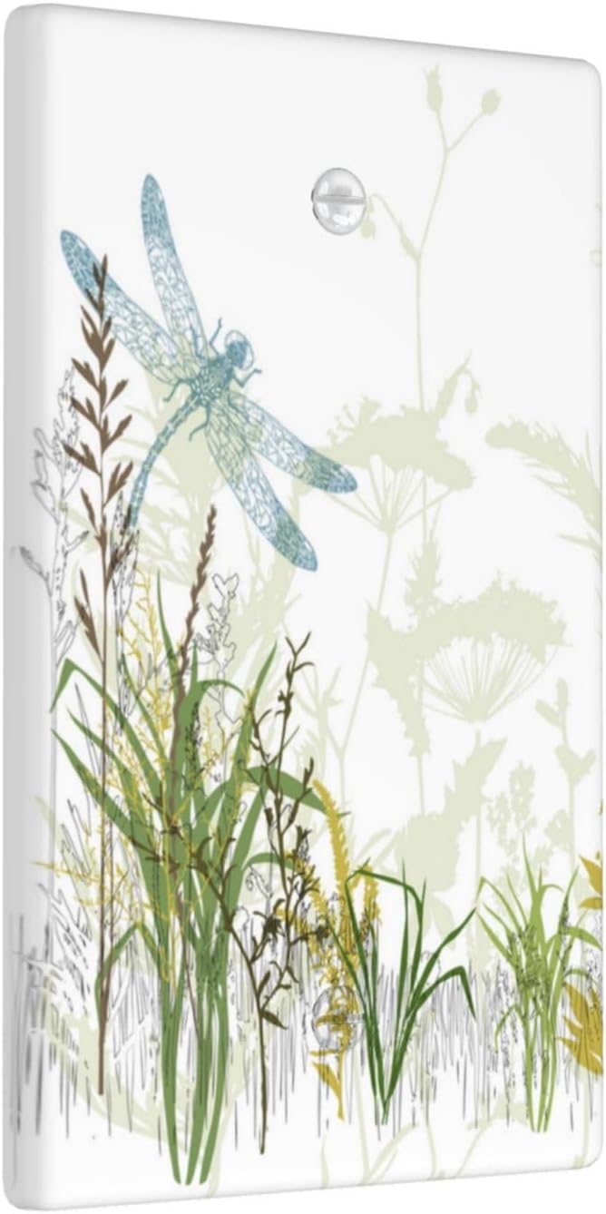 Wild Flower Dragonfly 1 Gang Blank Light Switch Cover Plates Decorative Electric Outlet Covers Decorator Wall Switch Plate Receptacle Plug Covers 4.5 * 2.76 Inches