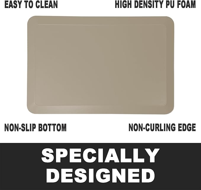 1" Extra Thick Anti Fatigue Floor Mat 30" L x 20" W,Kitchen Mat, Standing Desk Mat,140D Advanced PU Foam Ergonomic Comfort at Home, Office, Garage, Sink (Beige)