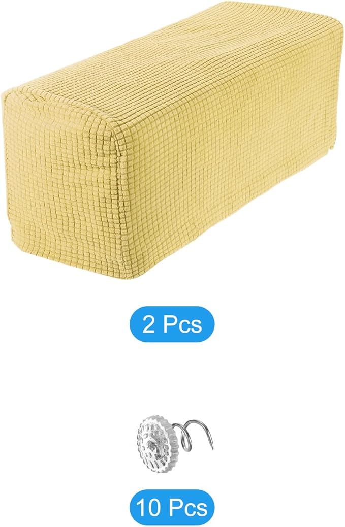 uxcell 2pcs Stretch Armrest Covers for Chairs/Sofas, Couch Arm Covers with Twist Pin, Furniture Protector Slipcovers Beige