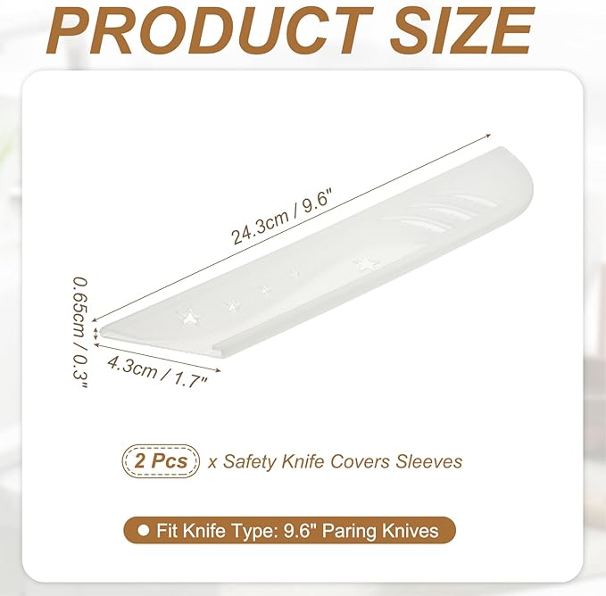 uxcell 2Pcs Safety Knife Covers Sleeves, Universal PP Knife Sheaths Edge Guards Blade Protector Covers for 9.6" Bread Knives Portable for Kitchen Camping Picnics Accessories, White