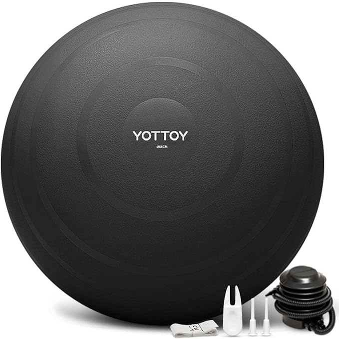 YOTTOY Anti-Burst Exercise Ball for Working Out, Yoga & Pregnancy, Extra Thick Workout Ball for Physical Therapy & Fitness