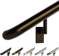 Promenaid 9ft ADA Handrail Kit - Architectural Bronze - Complete Indoor/Outdoor Handrail for Stairs - 1.6" Round Anodized Aluminum Railing with 5 Bronze Painted Brackets & ADA Wall Returns