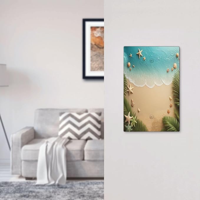 Light Switch Cover Plate Summer Beach Themed Starfish Seashells 1 Gang No Device Blank Electrical Wall Plates Faceplate Decorative Switch Plate for Bedroom Bathroom Decor
