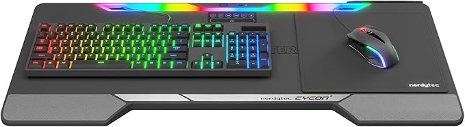 Couchmaster Lapboard³ with HORIZONLIGHT RGB Bar, Ultimate Ergonomic USB-Hub Gaming Lap Board for Couch and Bed, Large, Stable and Compatible with All Keyboards and Mice, Laptops, PCs, PS4/5, Xbox