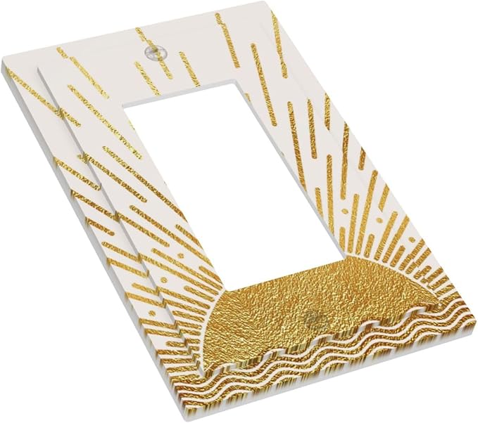 Mid Century Boho Golden Sun Sunrise Sunset Decorative Outlet Covers 1 Gang Single Rocker Light Switch Cover Plate Wall Plates GFCI Faceplate for Bed Room Living Room Decor