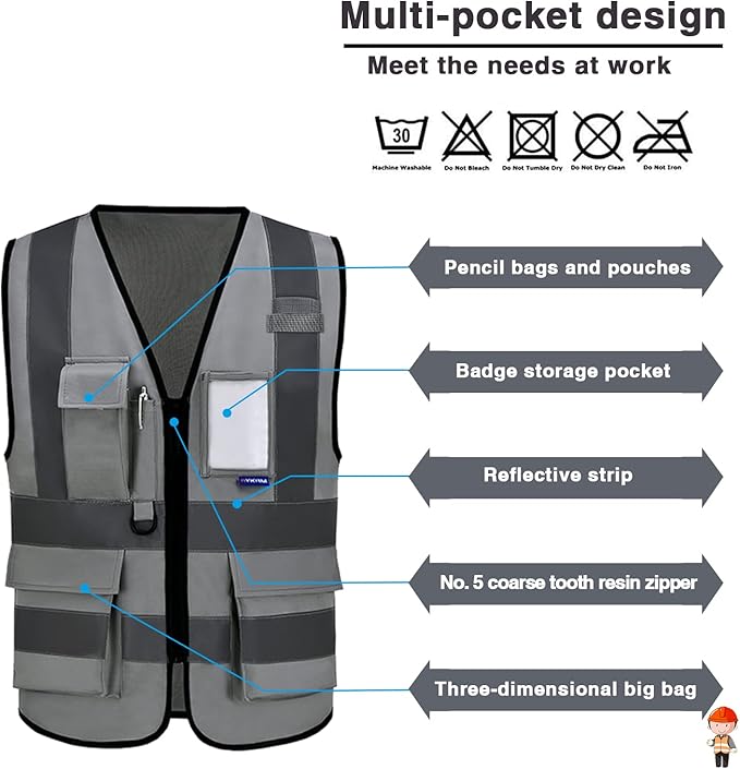 A-SAFETY 6XL 7XL 8XL plue size safety vest grey 6xl 7xl 8xl