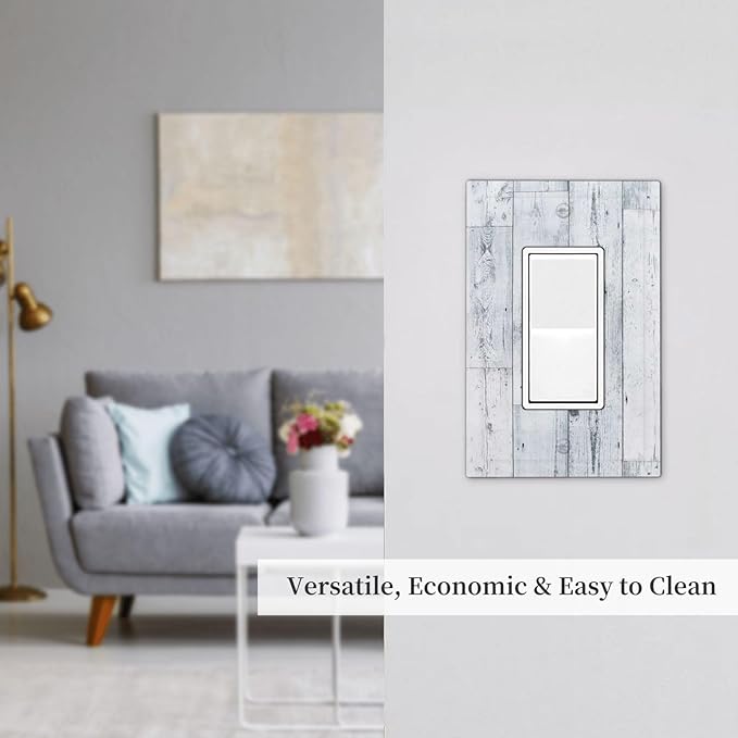 Decorative Outlet Covers Vintage Grey White Wood Grain 1 Gang Single Rocker Light Switch Cover Plate Wall Plates GFCI Faceplate for Farmhouse Bathroom Decor