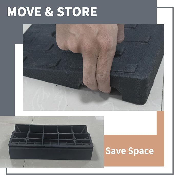 Rubber Curb Ramps for Driveway Sidewalks Shed Entry1.6 Inch Rise Height 2 Pack 19.68" L x 9.84" W Threshold Ramp for Cars Motorcycles Lawn Mowers 7000lbs Load Capacity